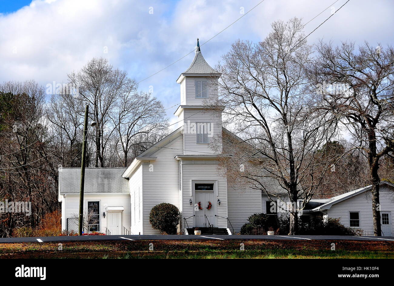 Pittsboro, North Carolina - 23 Gennaio 2017: Mt. Galaad Chiesa Battista, un paesaggio rurale casa di culto su Mt. Galaad Church Road Foto Stock