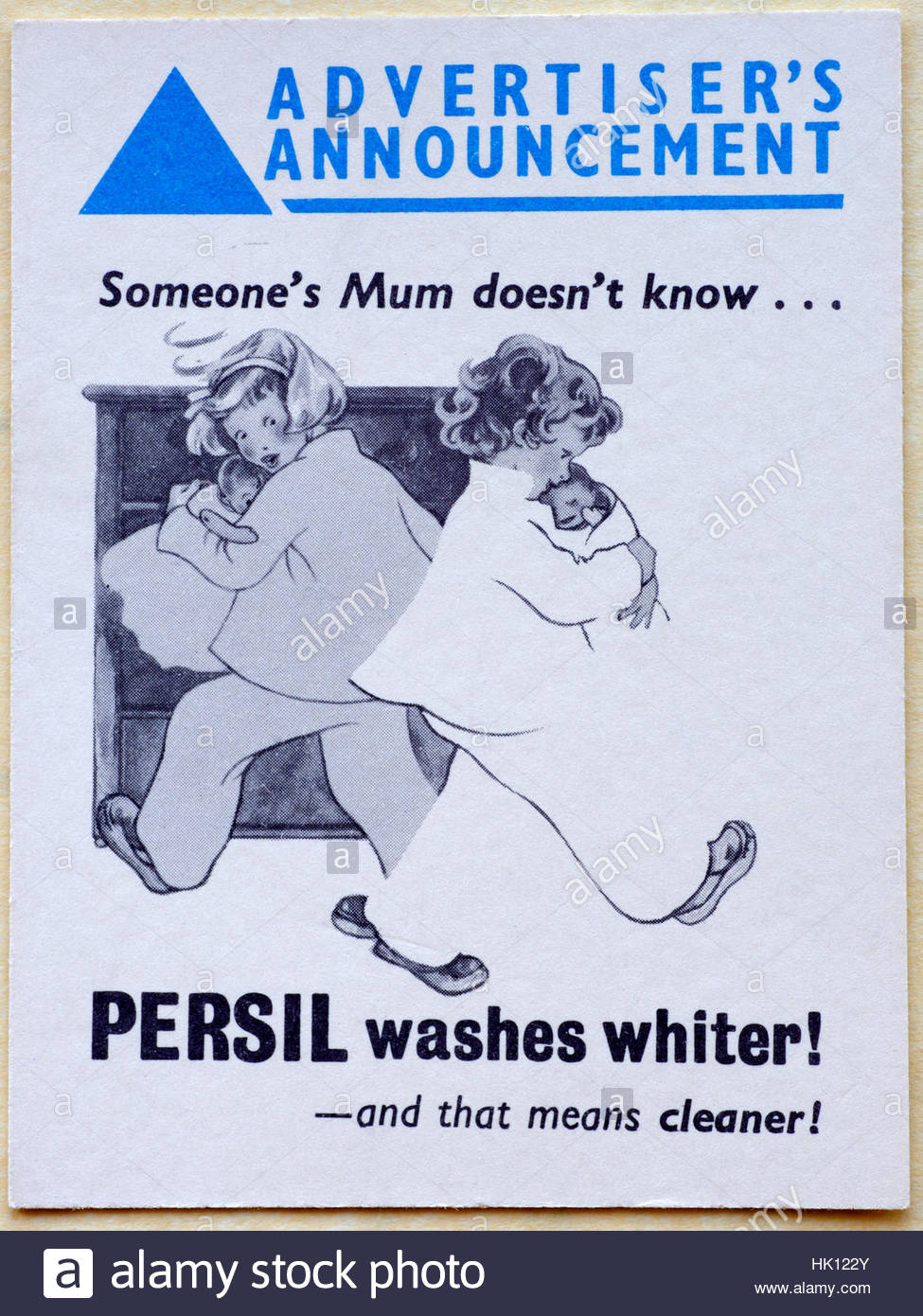 Lavaggi Persil Bianchi, originale pubblicità d'epoca risalente alla fine degli anni cinquanta Foto Stock