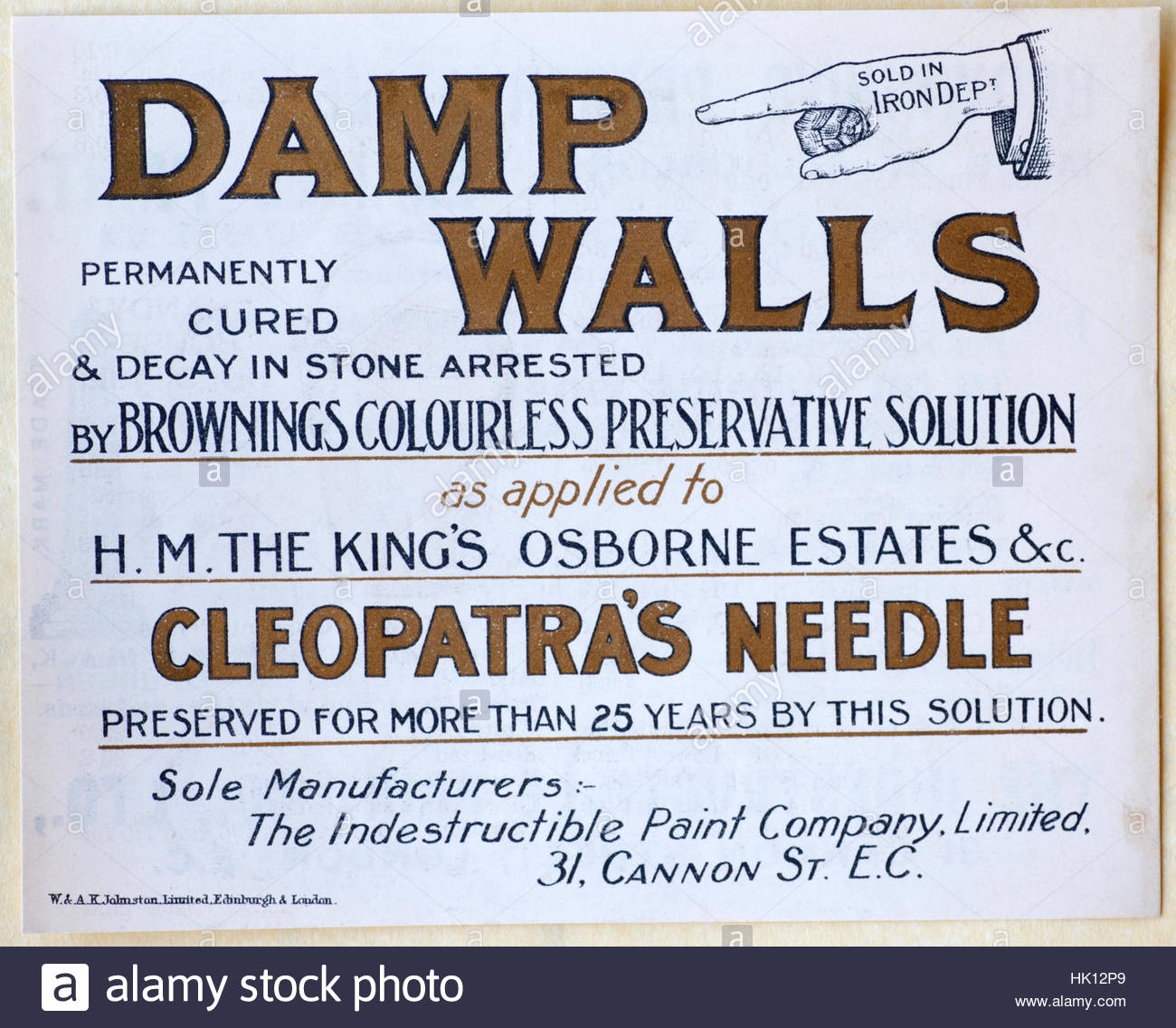 La doratura incolore soluzione conservante, originale pubblicità d'epoca circa dal 1900 Foto Stock
