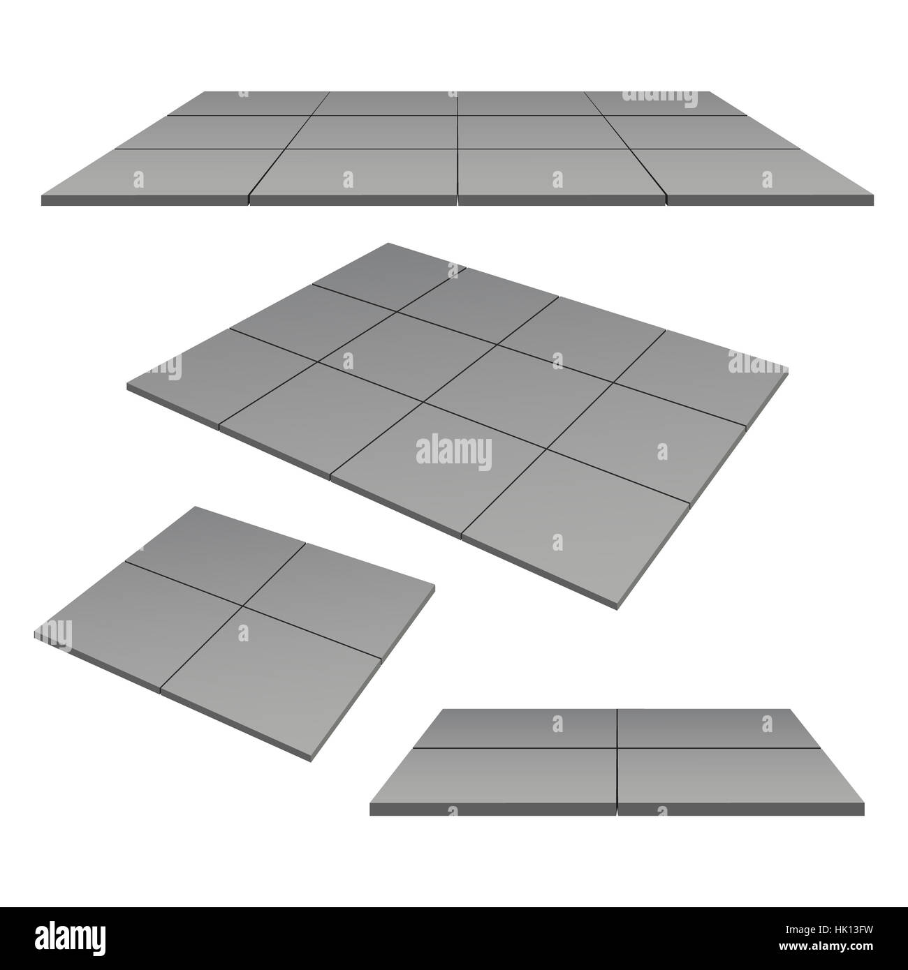 Il caso di mattonelle quadrate di diverse esecuzioni. Illustrazione della foto. Foto Stock
