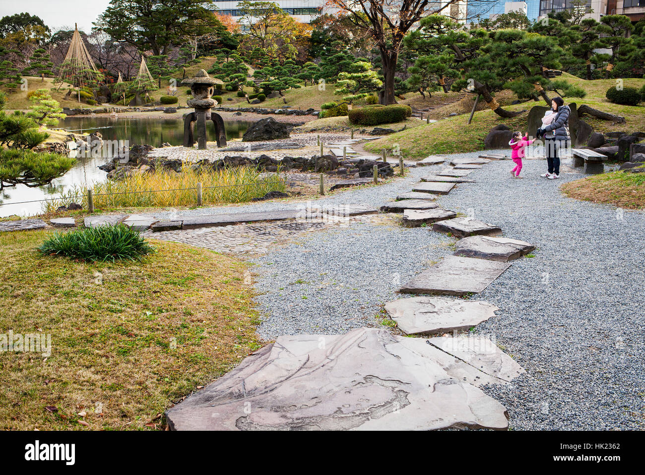 Kyu Shiba Rikyu Garden, Tokyo, Giappone Foto Stock