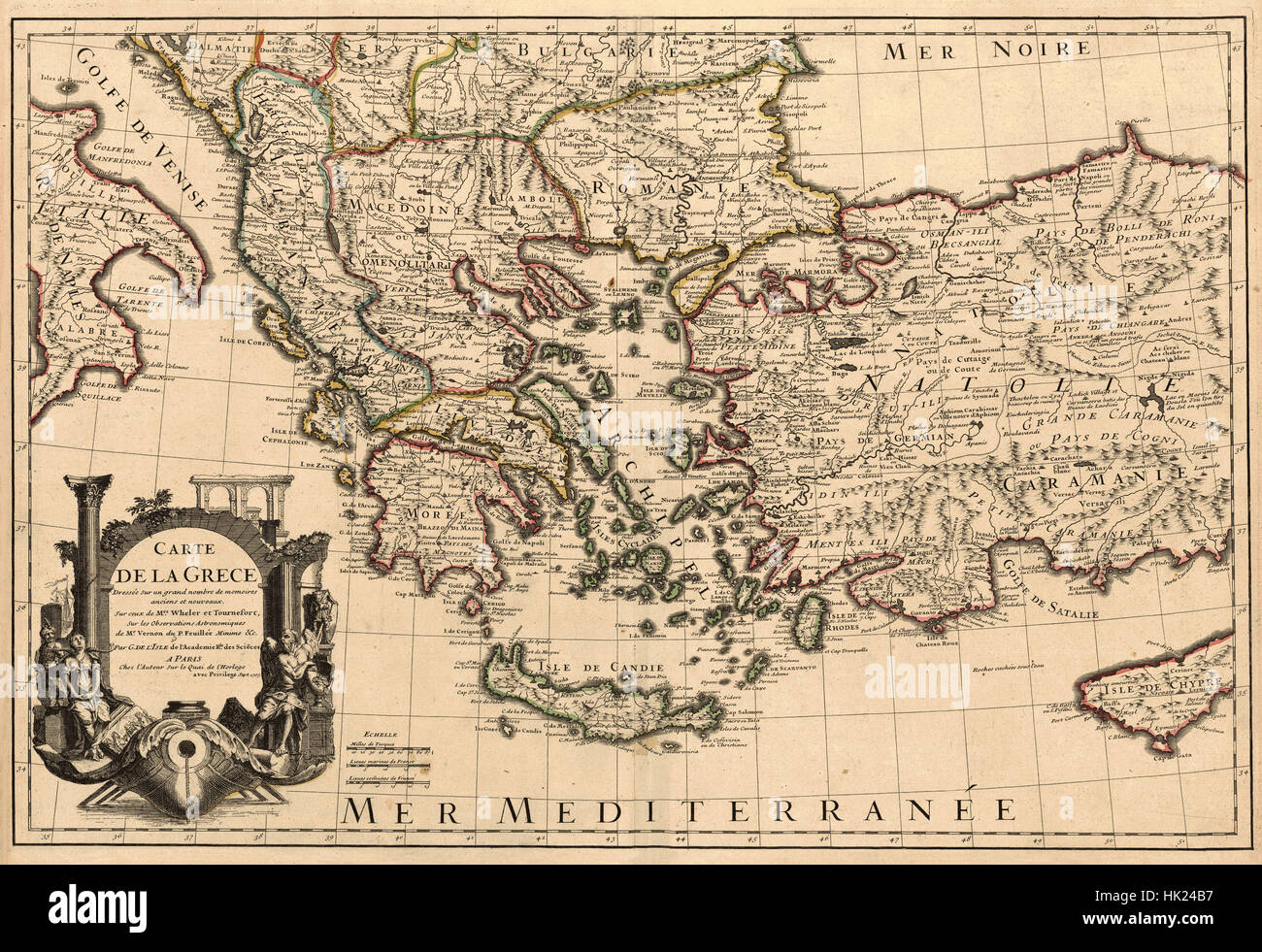 Mappa di Grecia 1707 Foto Stock