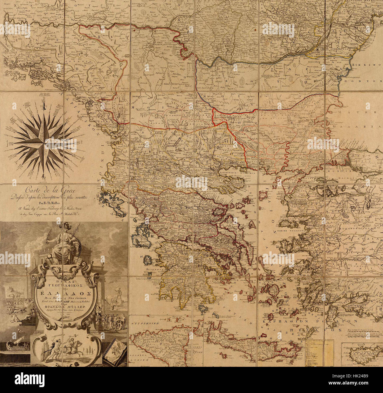 Mappa di Grecia 1800 Foto Stock