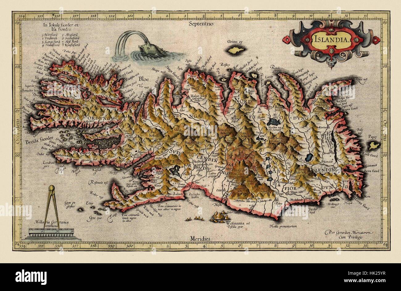 Mappa di Islanda 1595 Foto Stock