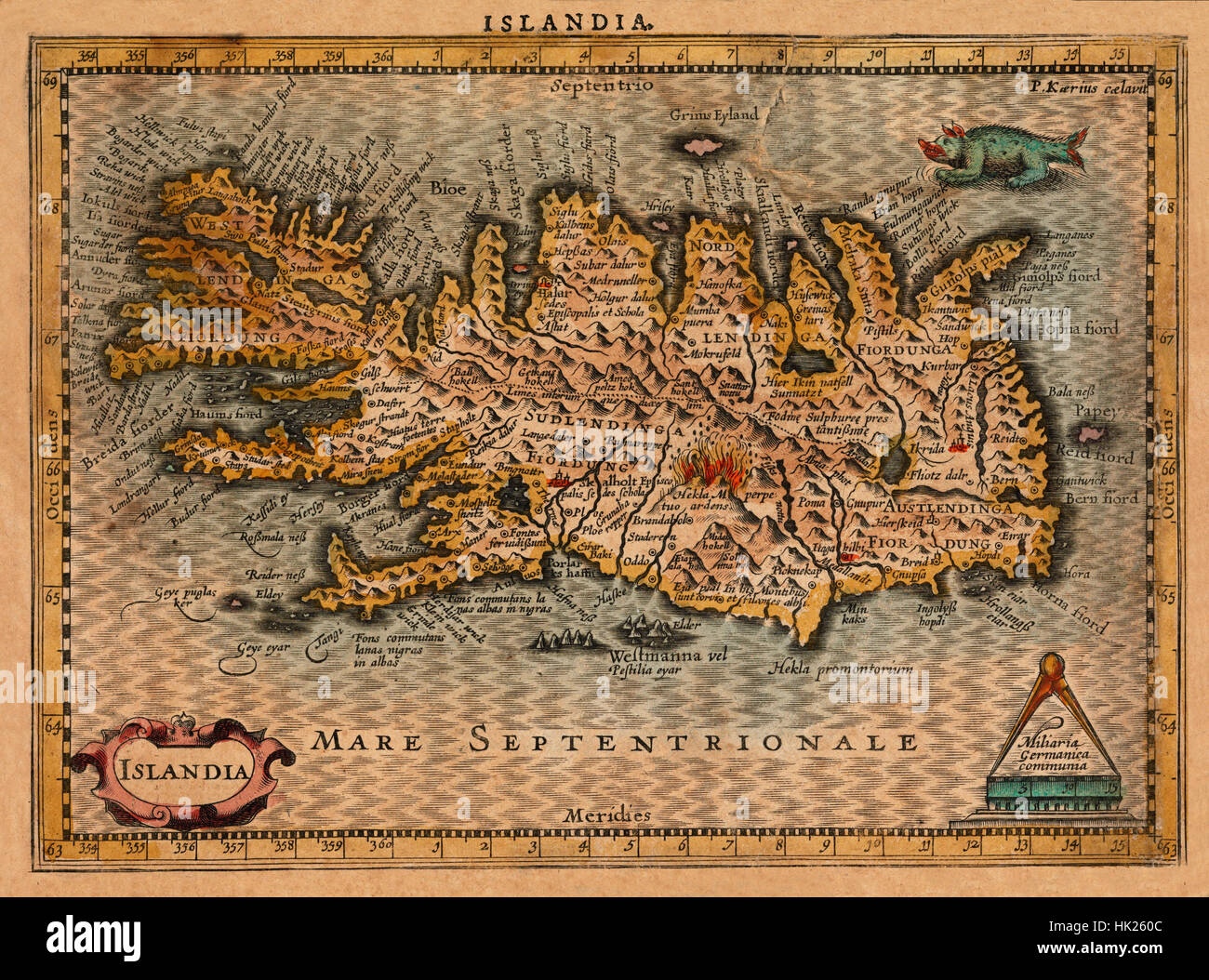 Mappa di Islanda 1632 Foto Stock