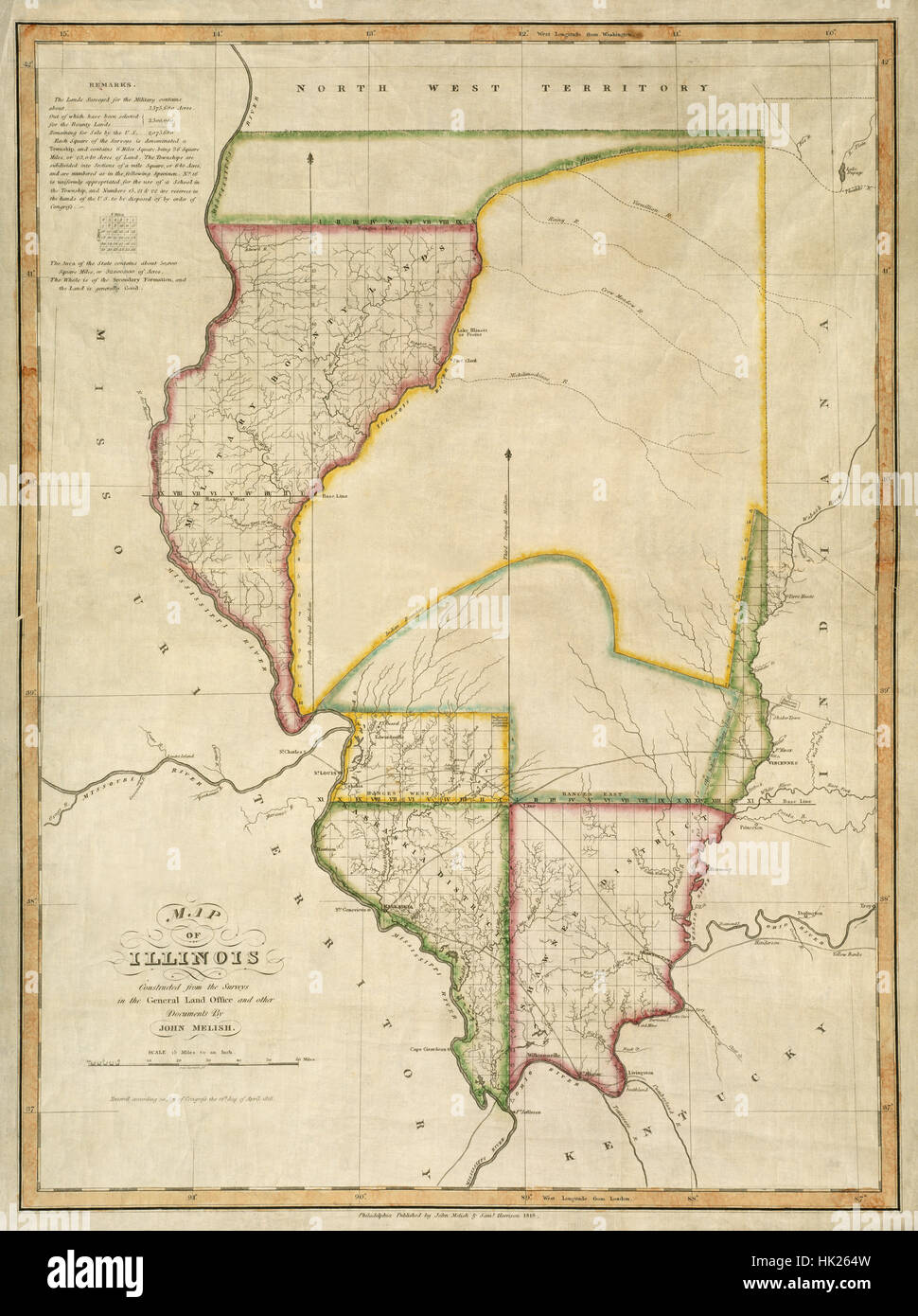 Mappa di Illinois 1818 Foto Stock Mappa di Illinois 1818 Foto Stock