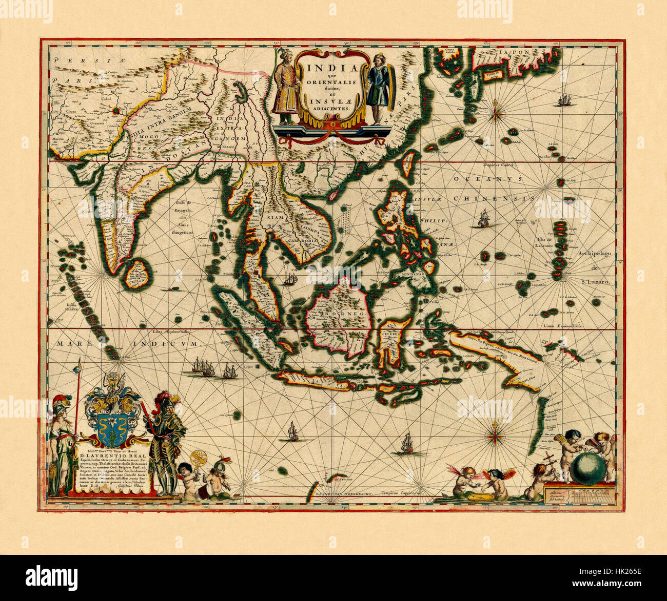 Mappa di India 1640 Foto Stock