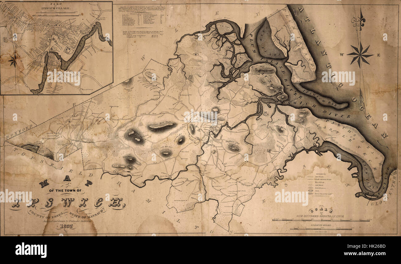 Mappa di Ipswich 1832 Foto Stock