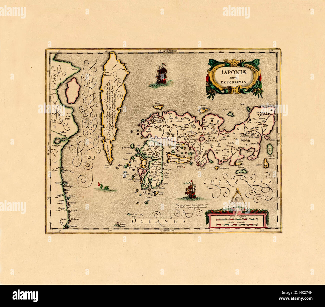 Mappa di Giappone 1647 Foto Stock