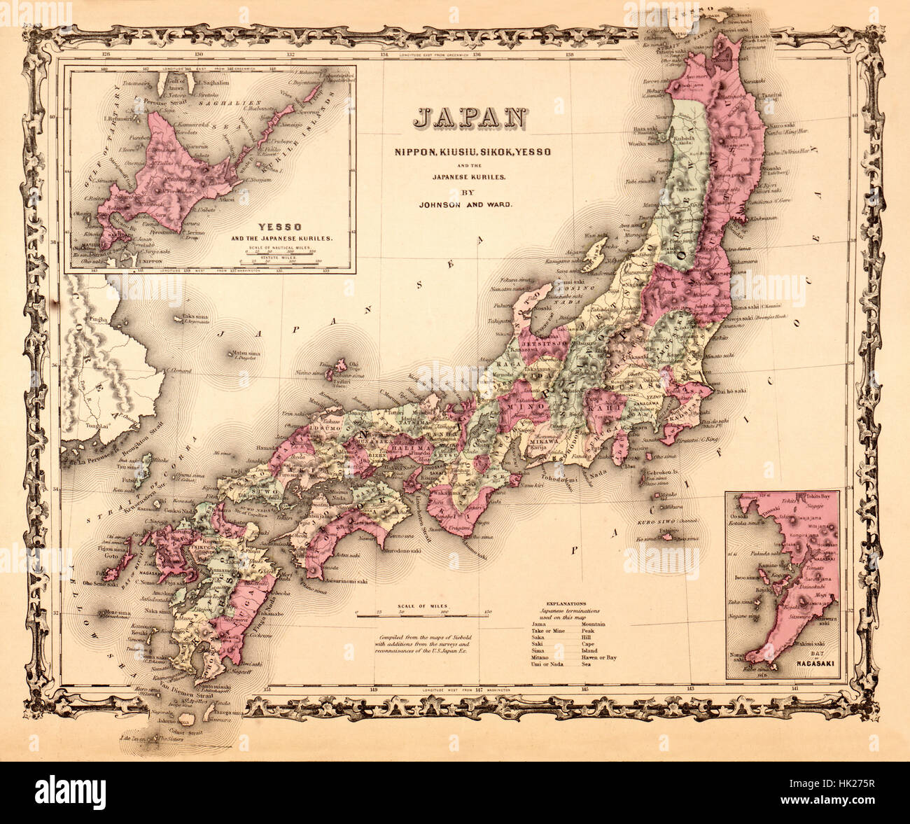 Mappa di Giappone 1862 Foto Stock