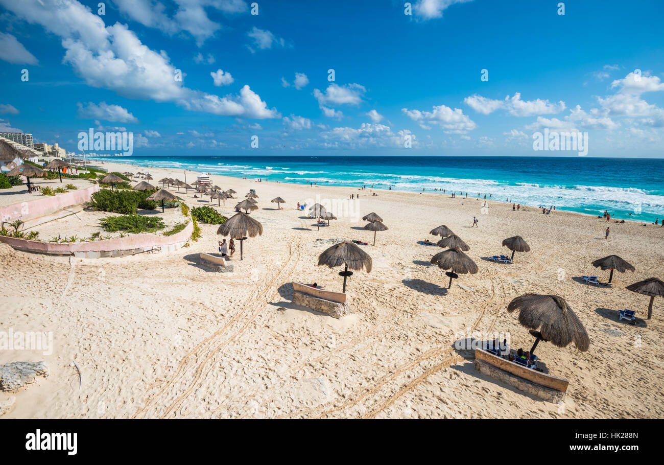 Spiaggia di Cancun panorama, Messico Foto Stock