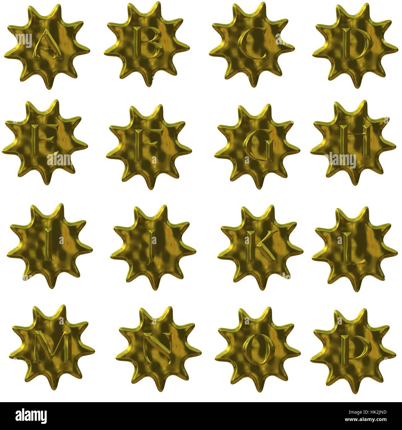 Abc in bronzo,a forma di stella,abess Foto Stock