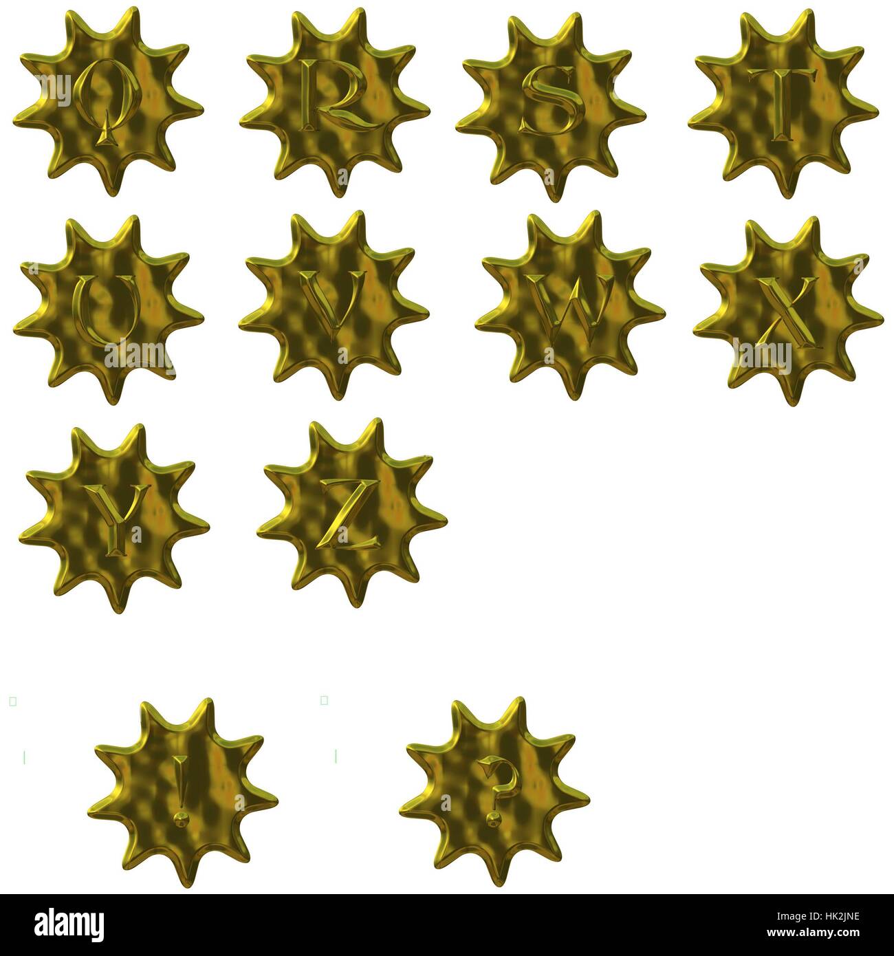 Abc in bronzo,a forma di stella,abess Foto Stock