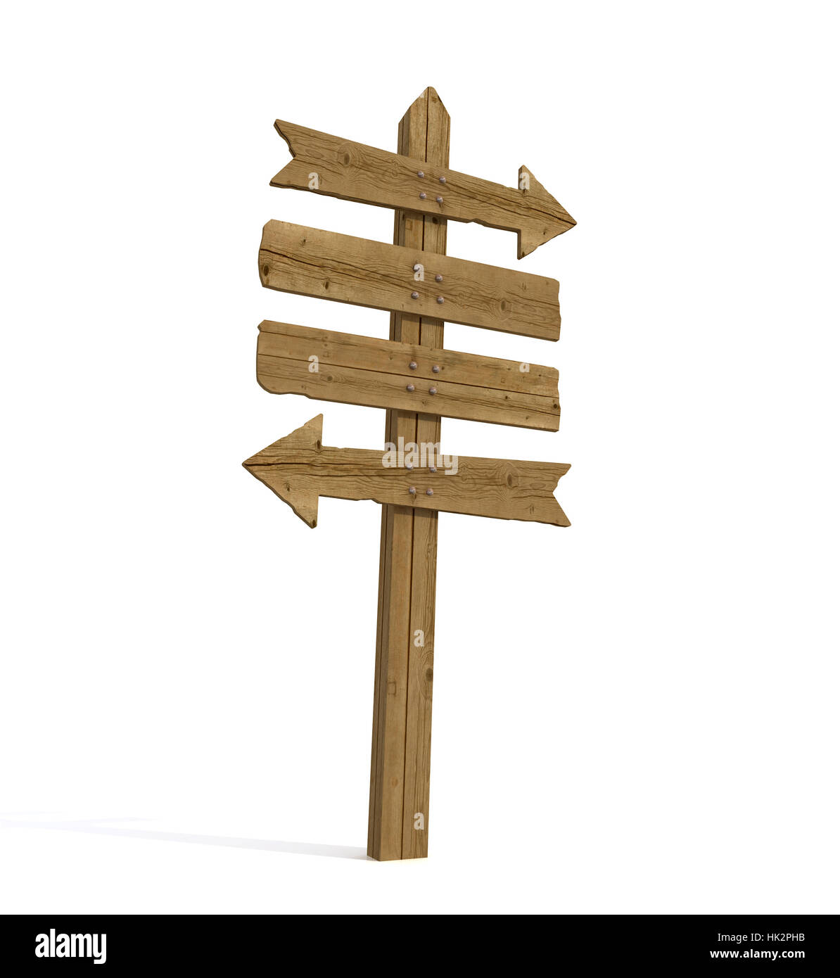 Isolato, legno, vecchi, freccia, affissioni, isolato, traffico, trasporto, legno, Foto Stock