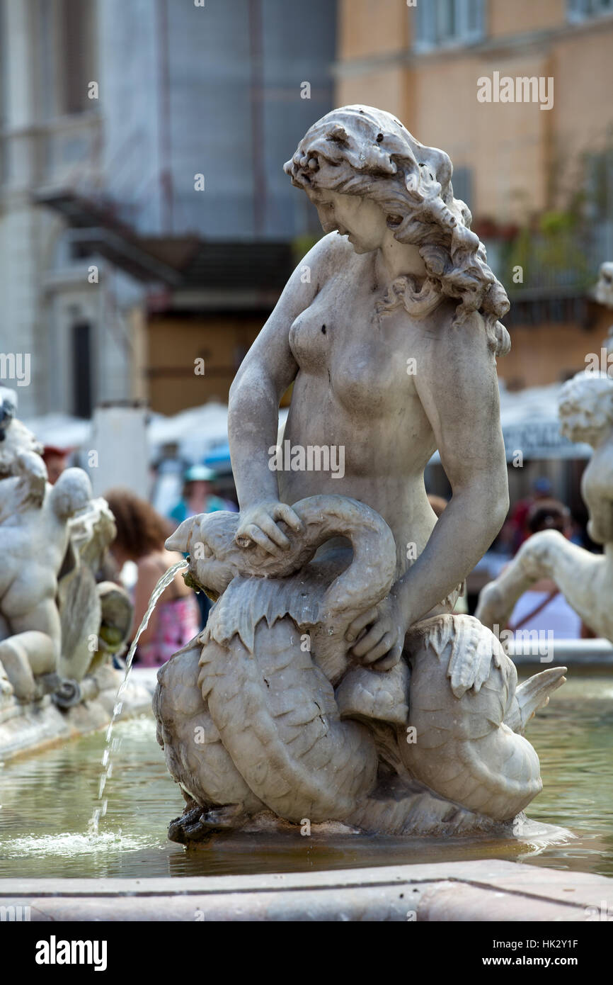 Roma, Fontana, piazza nettuno e piazza, viaggi, città, paese monumento, Foto Stock