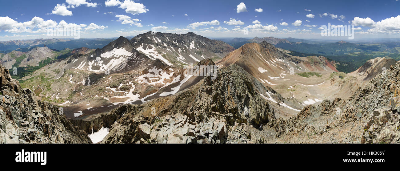 Panorama di San Juan Mountains in Colorado dal picco di Wilson Foto Stock