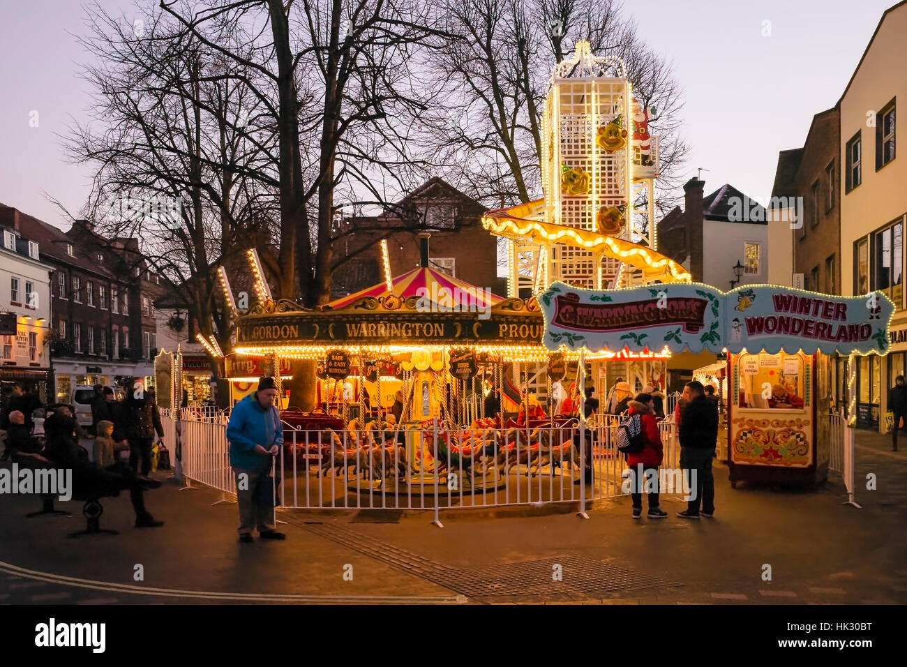 Un inverno di attrazione di KIngs Square, York, England, Regno Unito Foto Stock