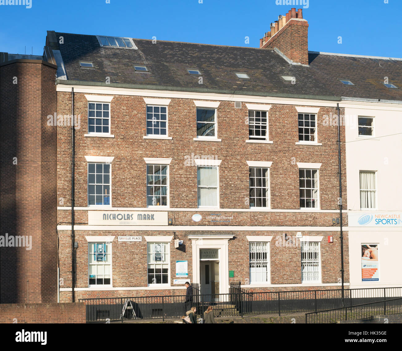 Questo edificio in stile georgiano Saville House, Newcastle upon Tyne, England, Regno Unito Foto Stock