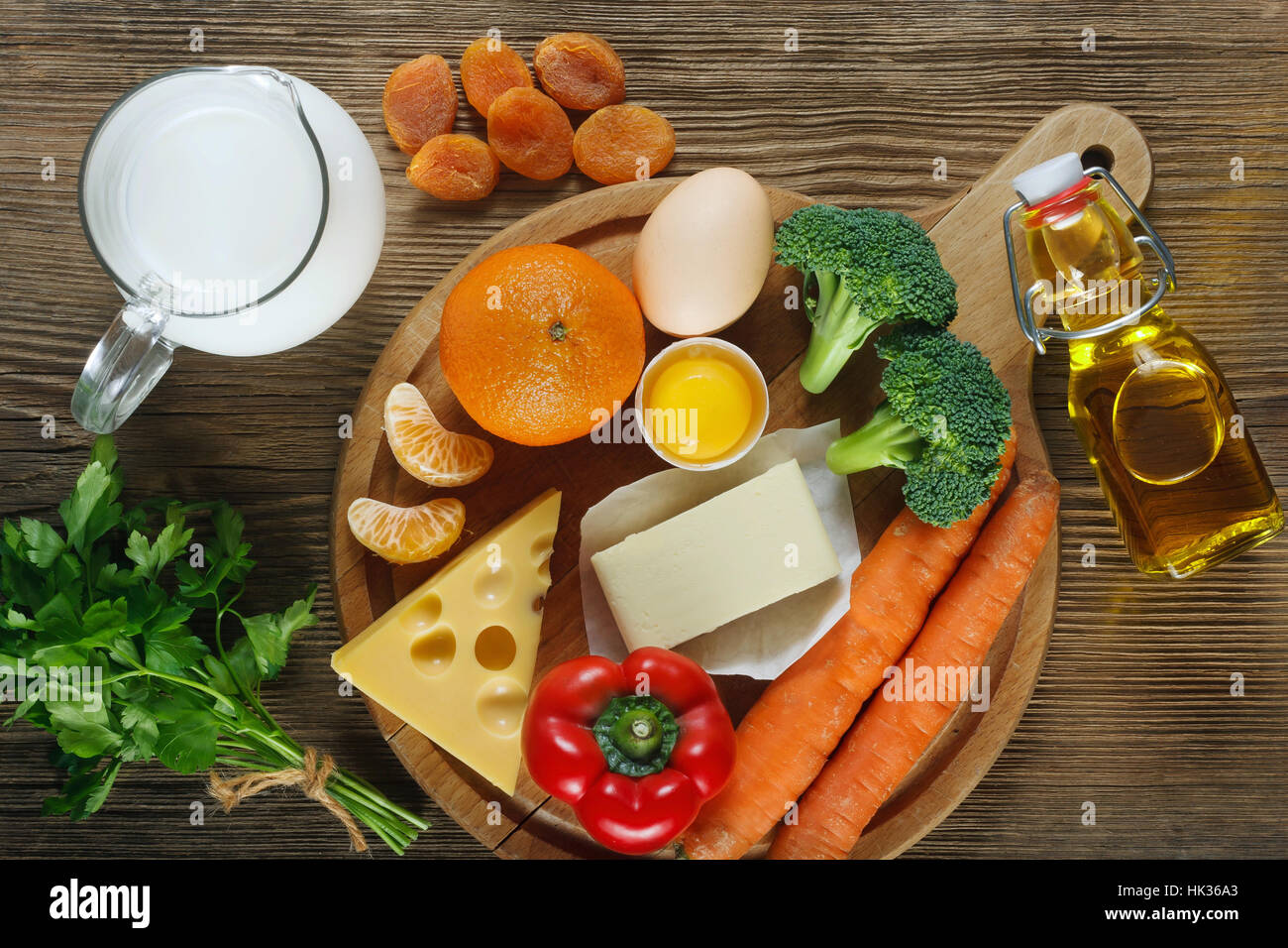 La vitamina A nel cibo. Foto Stock