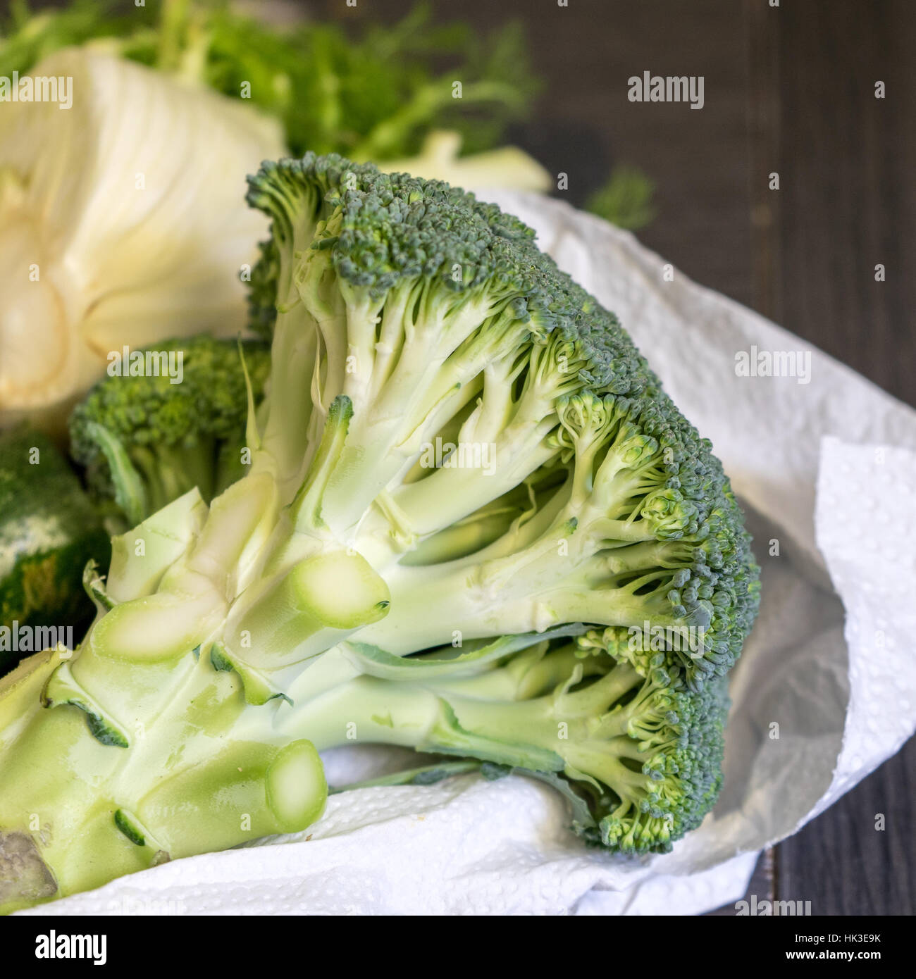 Fresche, materie broccoli Foto Stock