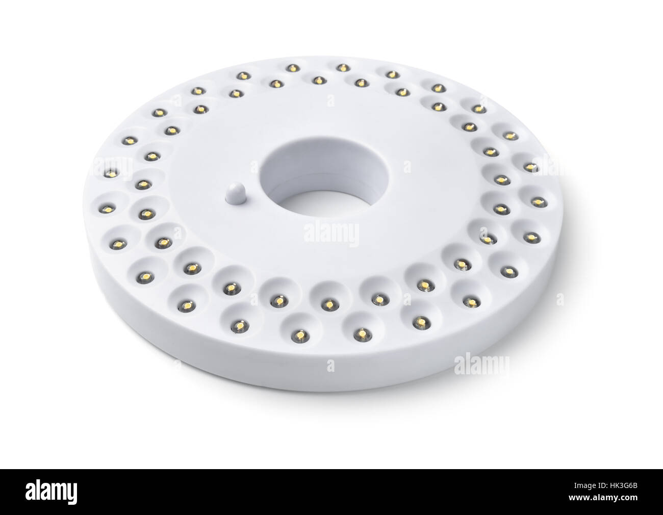 Campeggio in plastica luce LED isolato su bianco Foto Stock