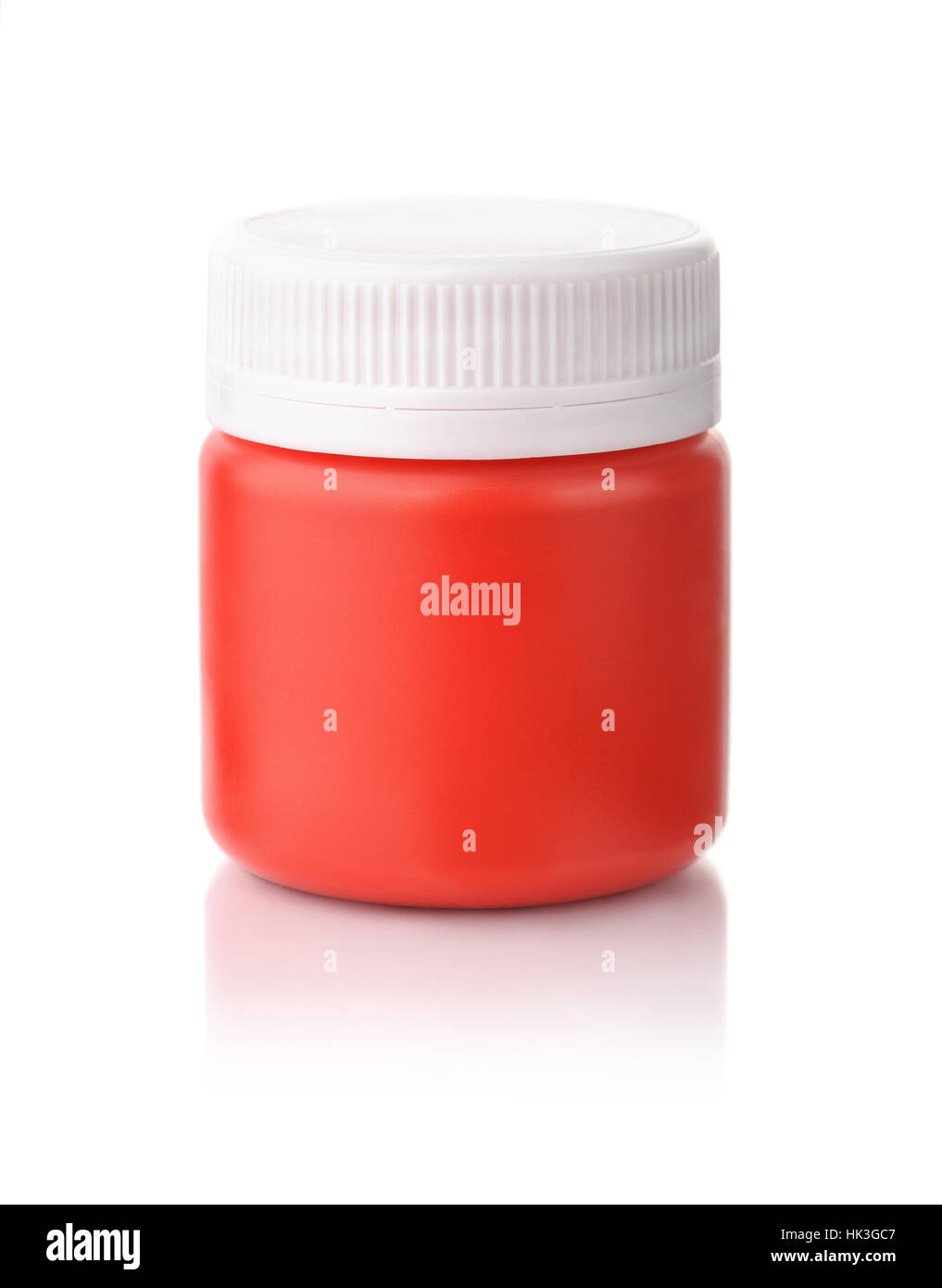 Unico rosso vernice acrilica jar isolato su bianco Foto Stock