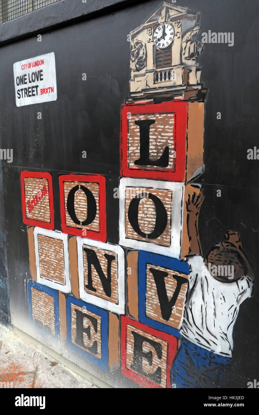 Arte di strada in Brixton London, England, Regno Unito Foto Stock