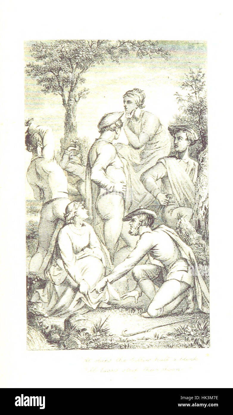 Un'immagine tratta da "The Poetical Works of Robert Burns", a cura di William Michael Rossetti e illustrata da John Moyr Smith. La fotografia probabilmente presenta una delle illustrazioni o estratti dalla poesia di Burns, che riflettono la vita e le opere del poeta. Foto Stock