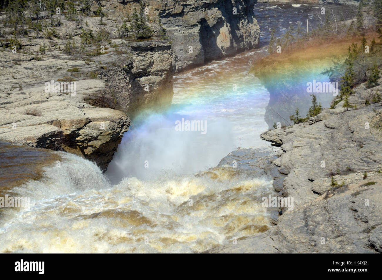 Cascata, Canada, rainbow, spray, colore, rifrazione, i colori, l'acqua, Foto Stock