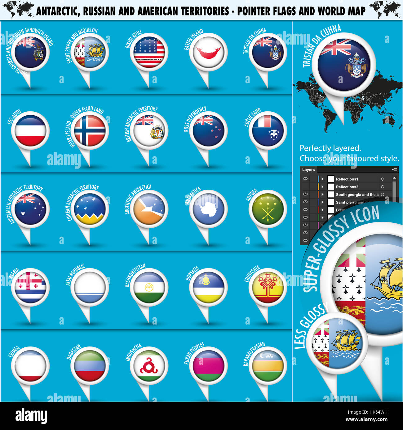 Città, Paese antartico, puntatore, pasqua, atoll, illustrazione, bandiera, Cile, Foto Stock