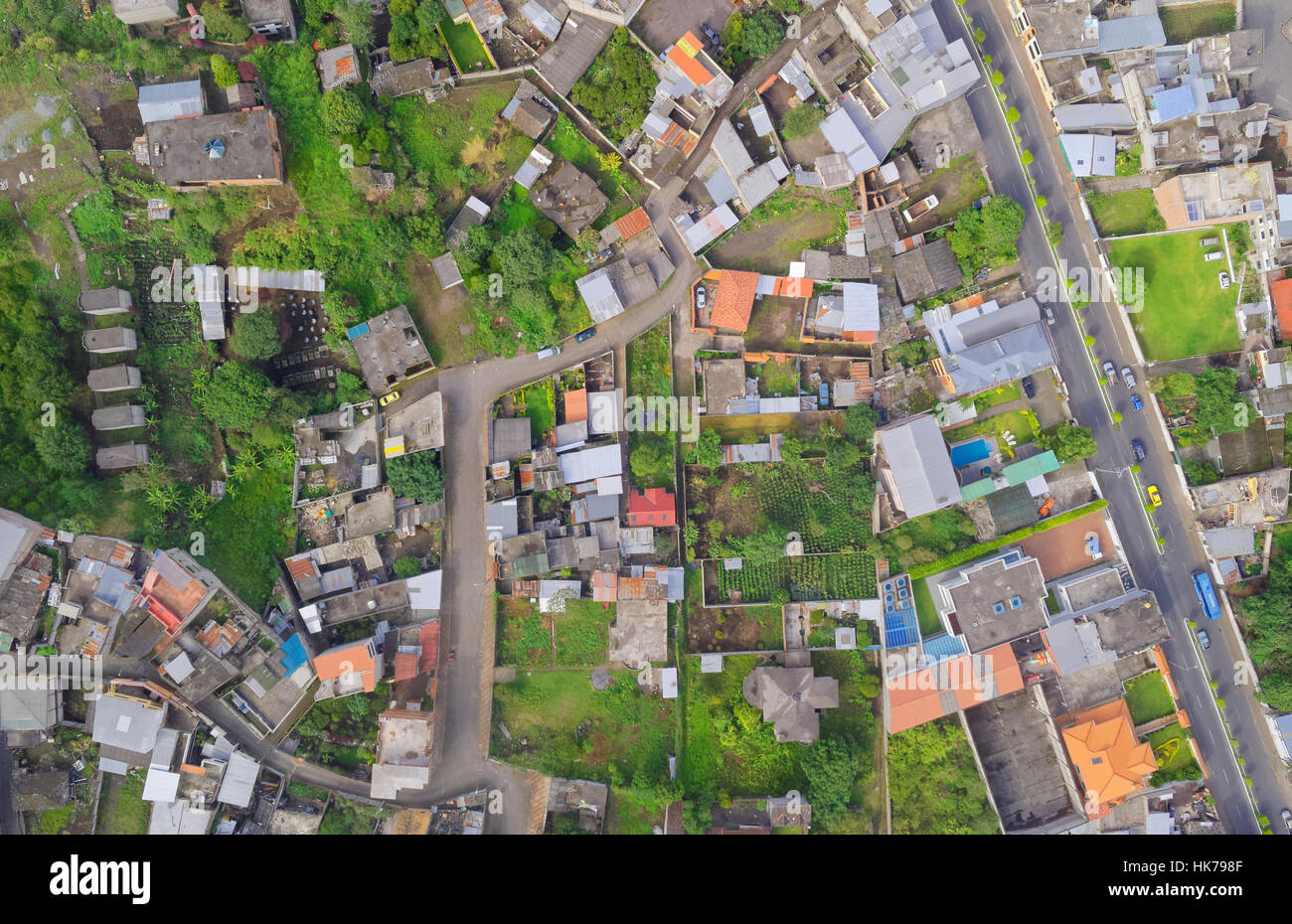 Città urbana antenna Panorama di Banos de Agua Santa America Latina Città Provincia Tungurahua America del Sud Foto Stock