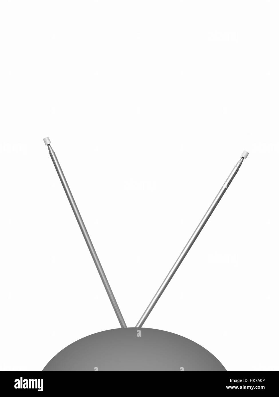 Antenna televisione isolata contro uno sfondo bianco Foto Stock