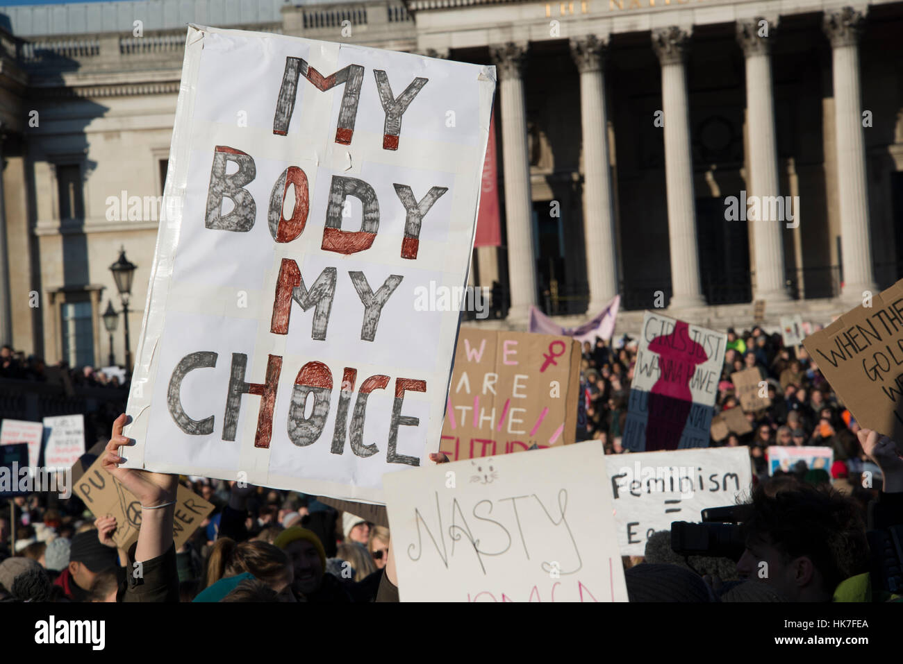 Le donne di marzo su Londra, Anti-Trump protesta, Londra, Regno Unito. 21.01.2017 Foto Stock