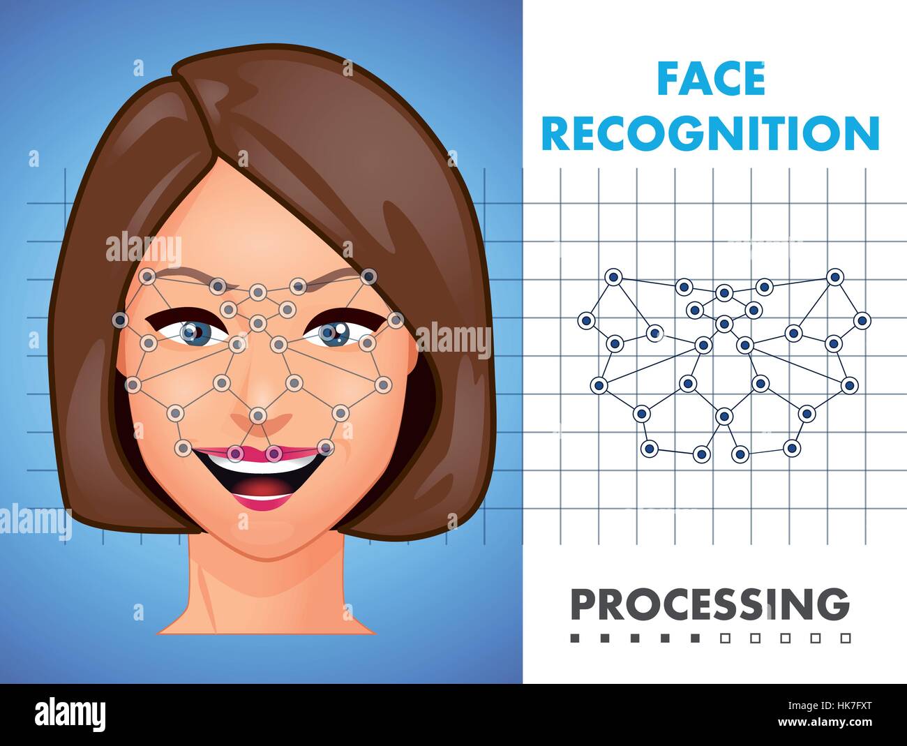 Il riconoscimento del volto - biometric security il concetto di sistema Illustrazione Vettoriale