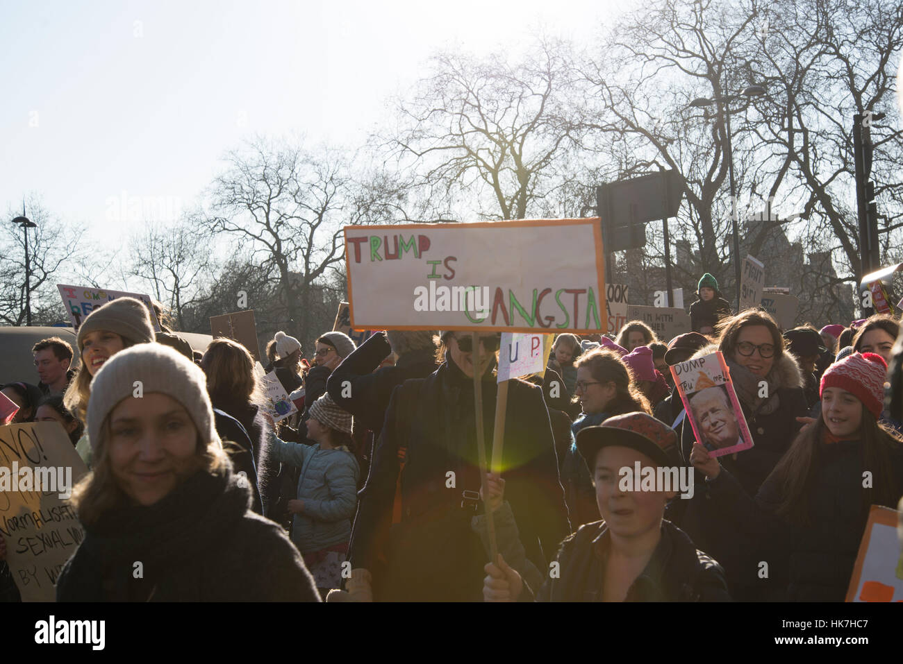 Le donne di marzo su Londra, Anti-Trump protesta, Londra, Regno Unito. 21.01.2017 Foto Stock
