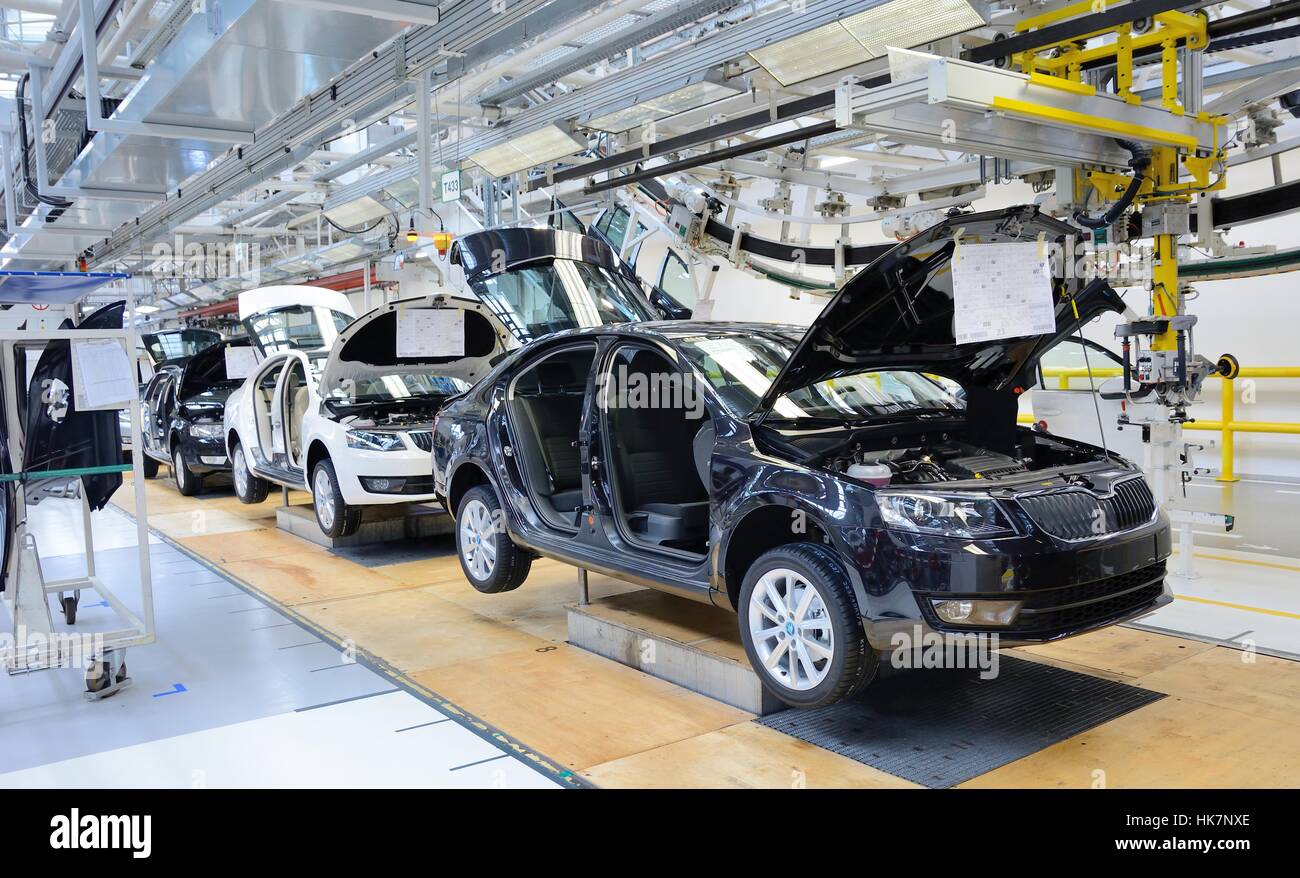 Skoda auto auto in fabbrica a Mlada Boleslav. Foto Stock