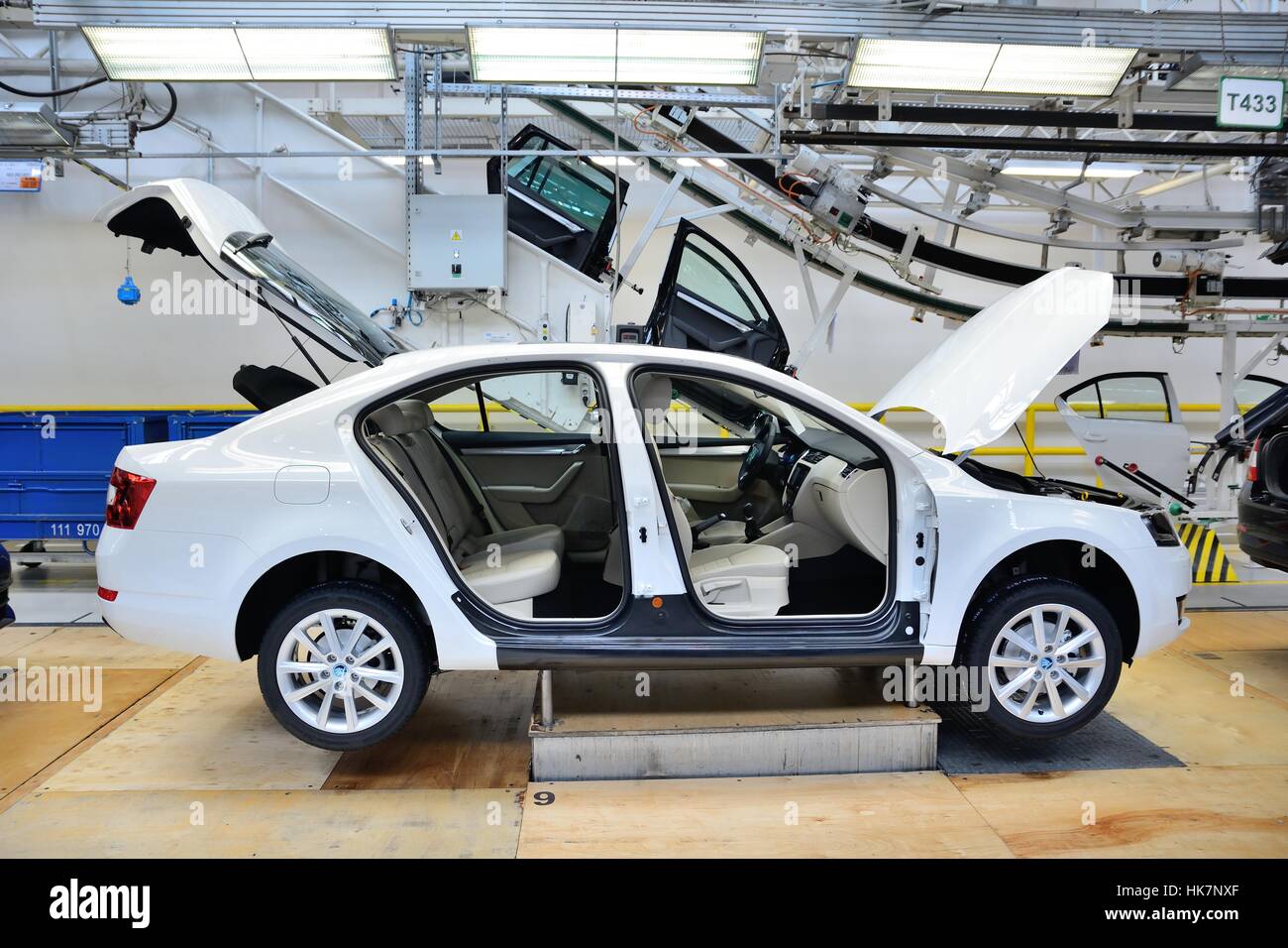Skoda auto auto in fabbrica a Mlada Boleslav. Foto Stock