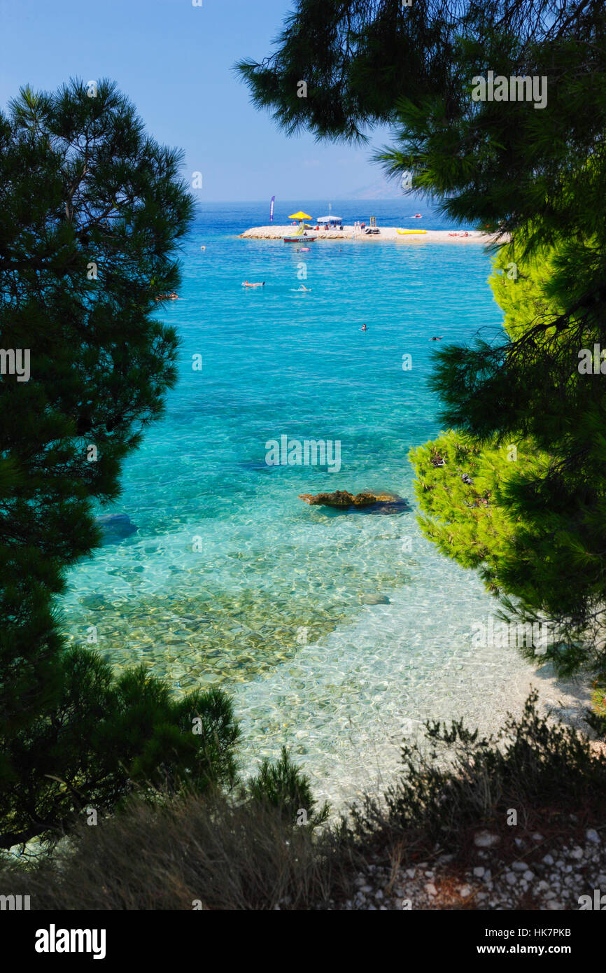 Bella spiaggia di Makarska Makarska in Dalmazia Foto Stock