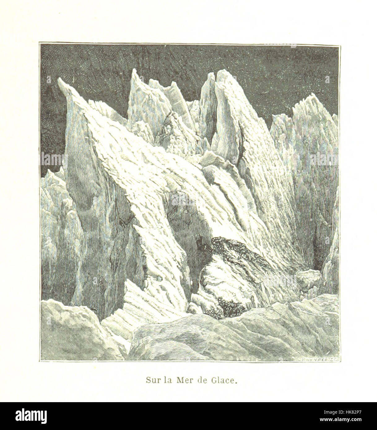 Questa immagine è tratta da 'Escalades dans les Alpes', un libro che documenta le spedizioni di arrampicata nelle Alpi tra il 1860 e il 1869, tradotto dall'inglese da A. Joanne. Foto Stock