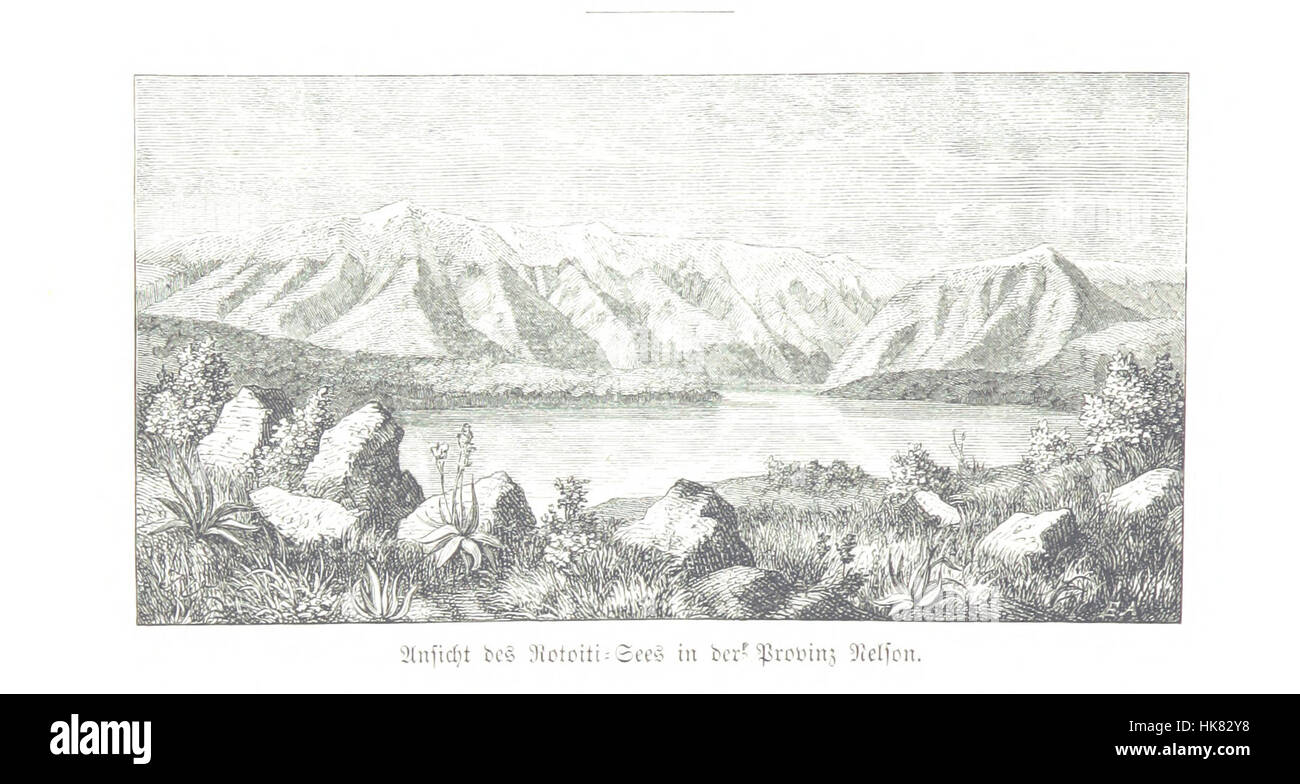 Immagine tratta da pagina 372 di 'Neu-Seeland'. La pagina include incisioni in acciaio colorato e mappe che raffigurano la geografia e la cultura della nuova Zelanda nel XIX secolo. Foto Stock