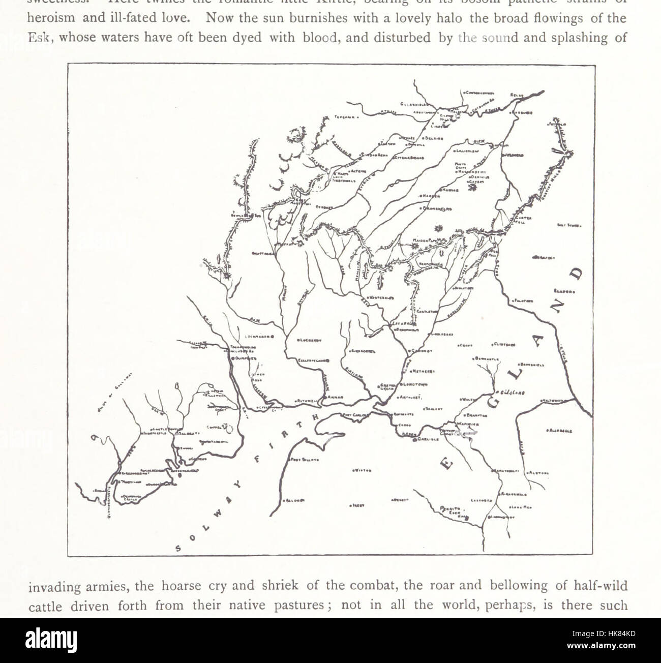 L'immagine proviene da "duemila miglia di vagabondaggio", che descrive un viaggio attraverso il paese di confine dell'Inghilterra, in particolare Lakeland e Ribblesdale. Il libro esplora il paesaggio, la natura e la storia locale lungo il percorso. Foto Stock