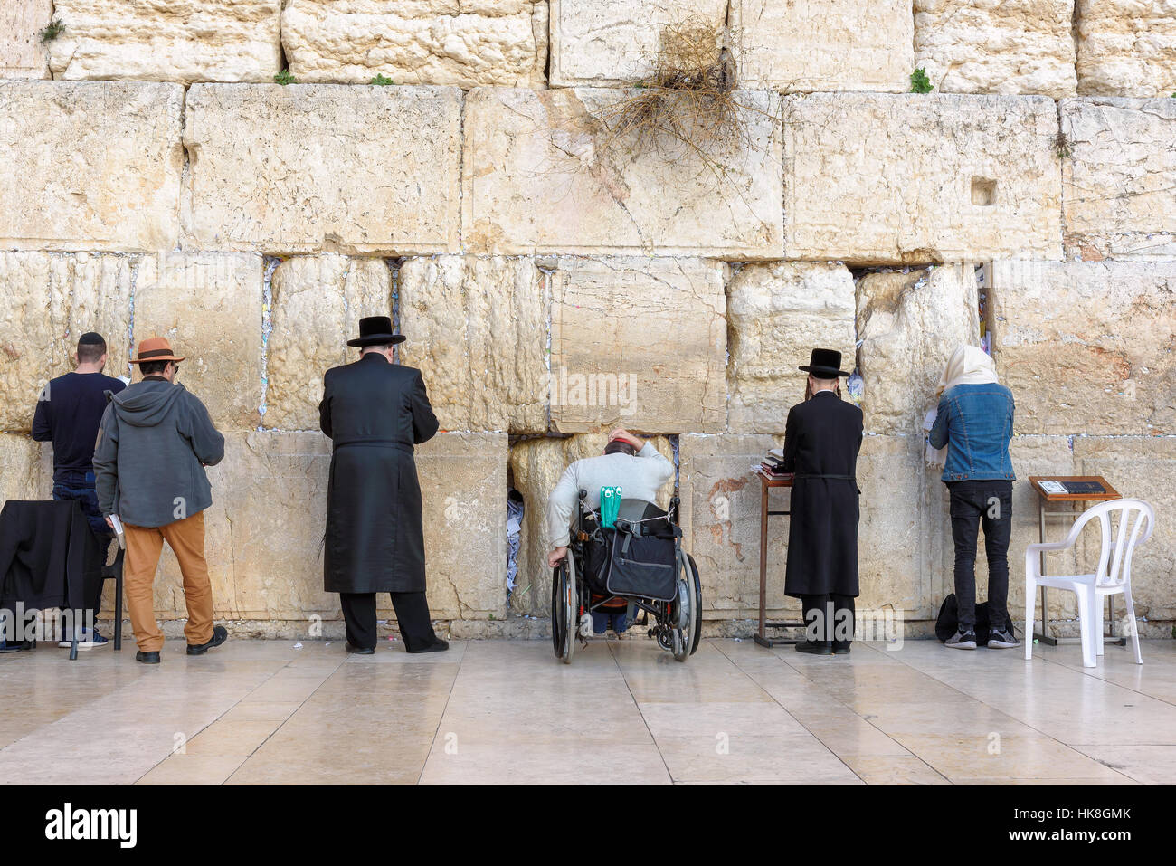 Il muro occidentale del Monte del Tempio di Gerusalemme la città vecchia, Israele Foto Stock