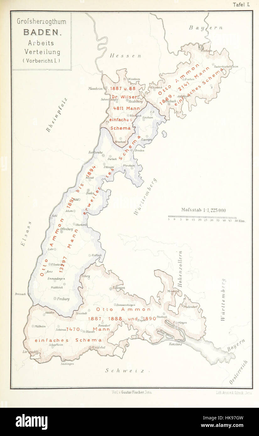 Immagine presa da pagina 731 di 'Zur Anthropologie der Badener. Bericht über die von der Kommission Anthropologischen des Karlsruher Altertumsvereins un Wehrpflichtigen und Mittelschülern vorgenommenen Untersuchungen, etc' immagine presa da pagina 731 di 'Zur Anthropologie Foto Stock