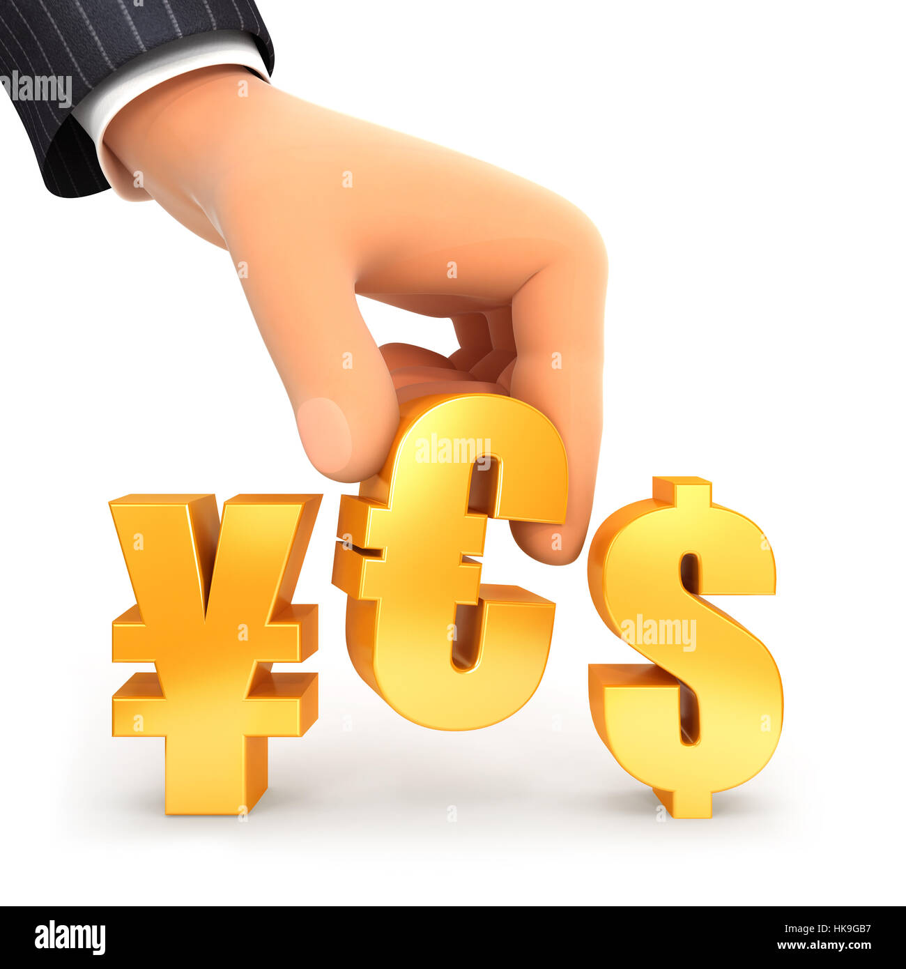 3d la mano e cambio segno sì concetto, illustrazione isolato con sfondo bianco Foto Stock