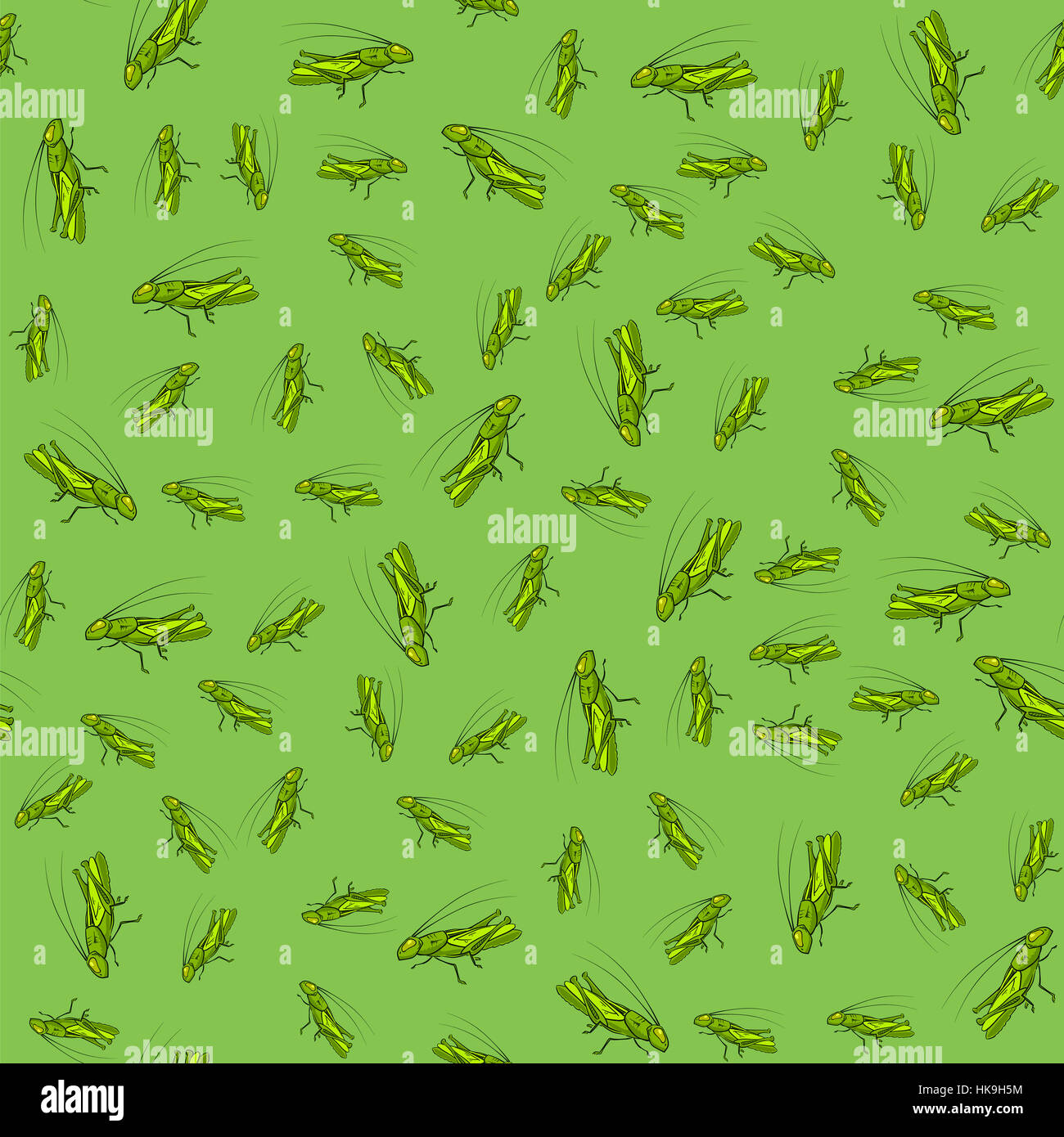 Green Cartoon cavallette Pattern senza giunture Foto Stock