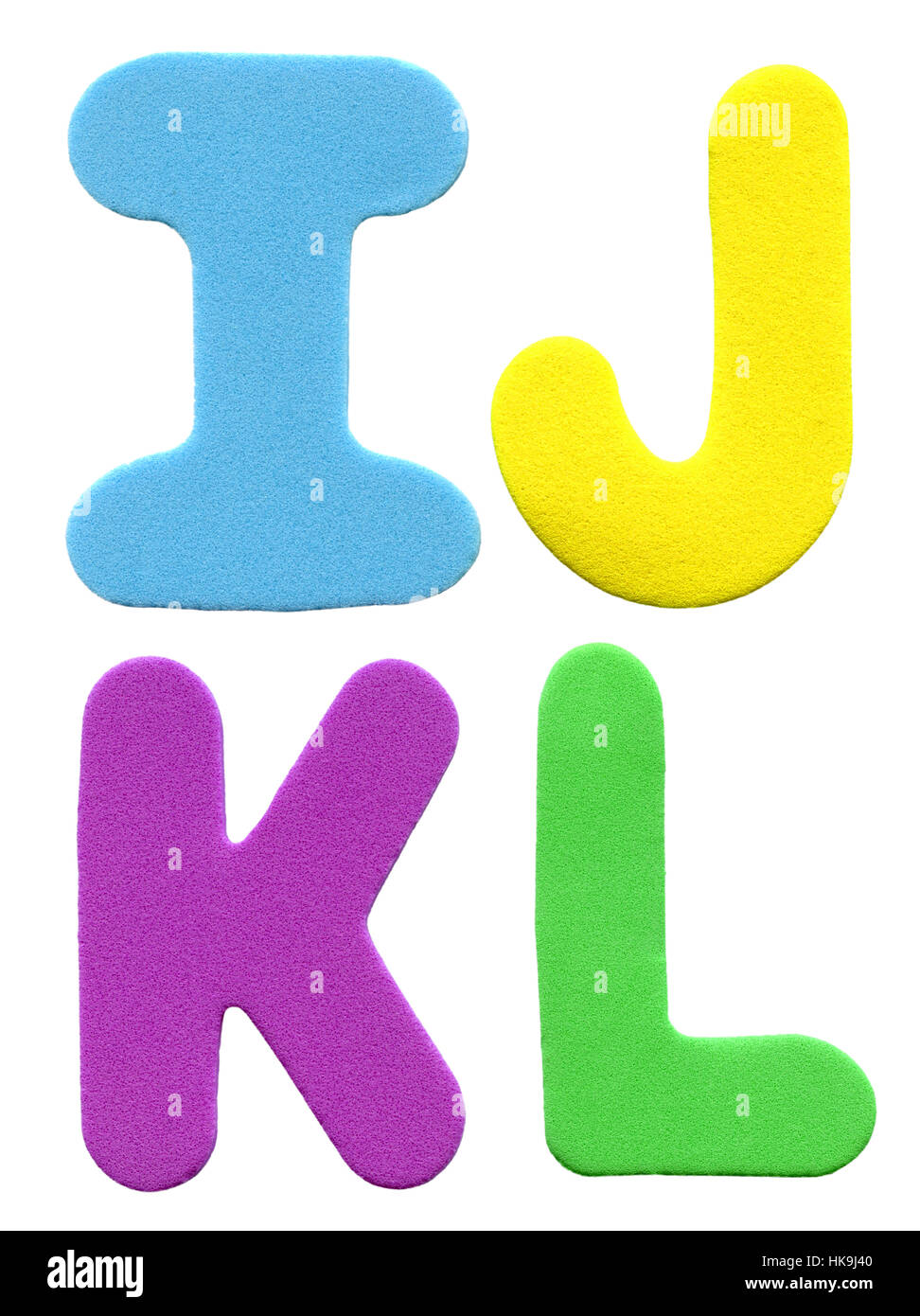 Schiuma colorate lettere isolato su bianco Foto Stock