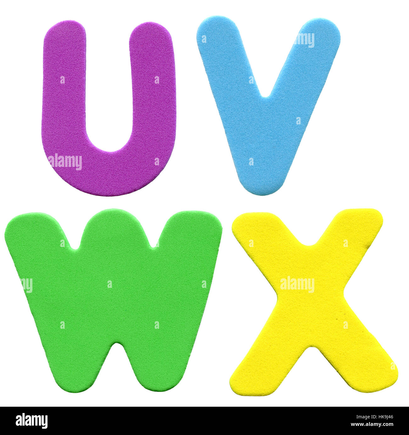 Schiuma colorate lettere isolato su bianco Foto Stock