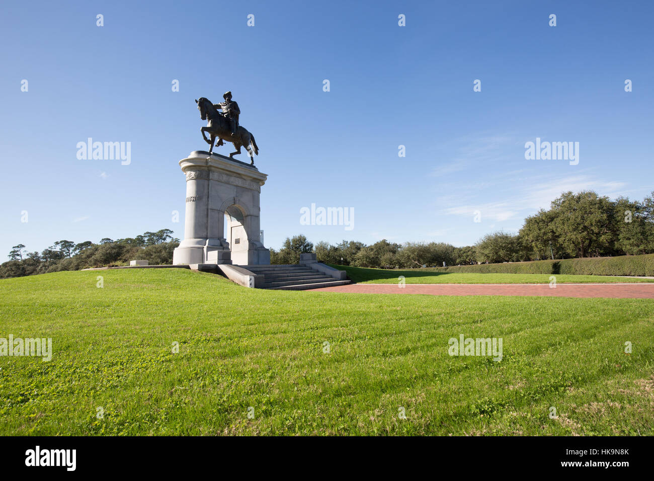Statua di Sam Houston in Hermann Park, Houston, Texas Foto Stock