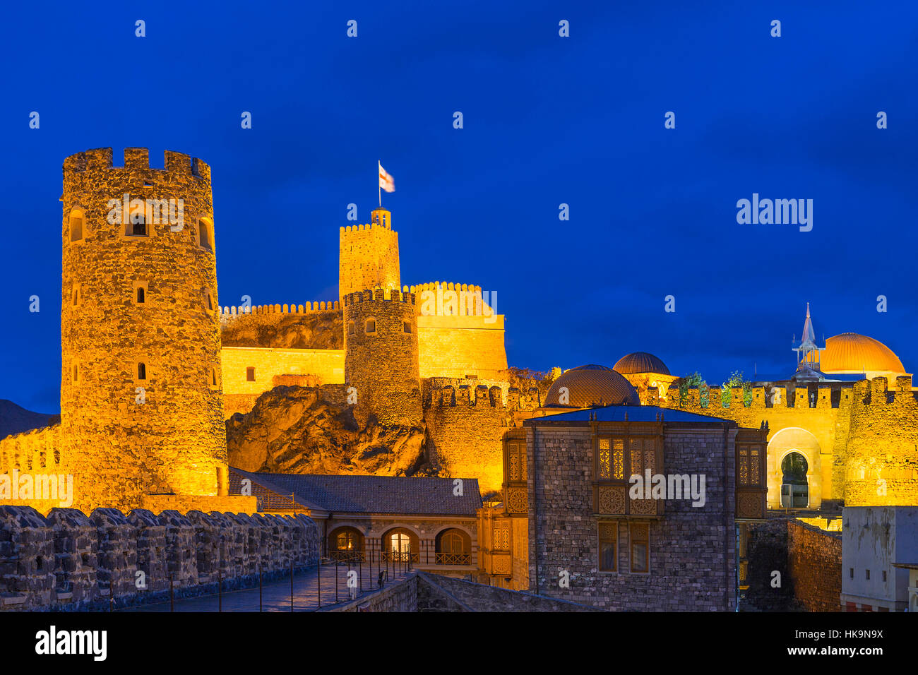 Il castello di Rabati al crepuscolo, di Akhaltsikhe, Georgia Foto Stock