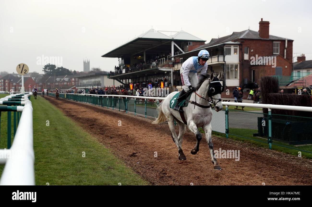 Sessanta qualcosa e Jack Greenall a Warwick Racecourse. Foto Stock